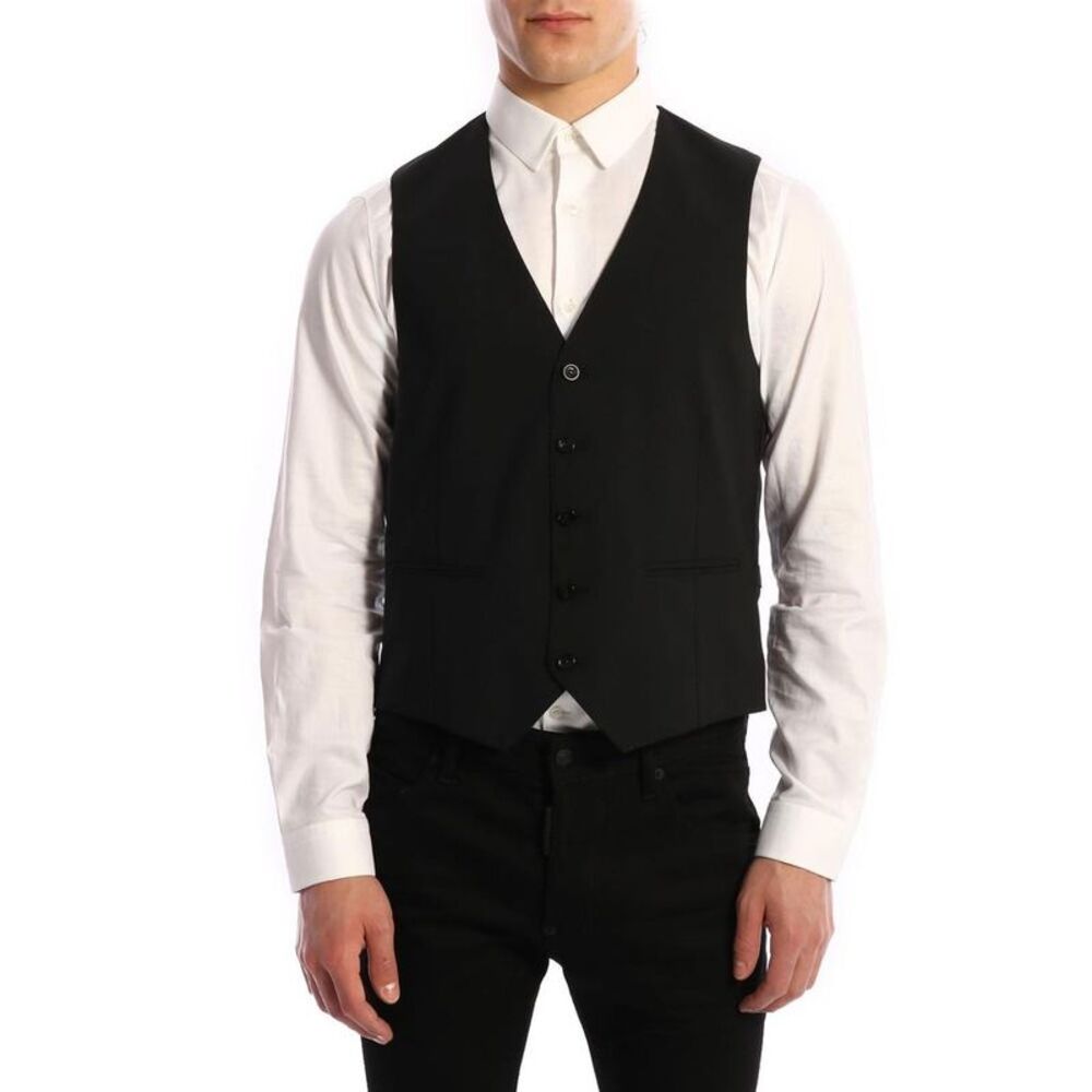 TONELLO Men's Classic Formal Vest Men BLACK Vests